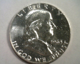 1963-D FRANKLIN HALF UNCIRCULATED UNC. NICE ORIGINAL COIN BOBS COIN FAST... - $16.00
