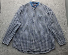 Roper Shirt Mens XL Multi Plaid Midweight Pocket Loose Fit Denim Ban Collar - £16.03 GBP