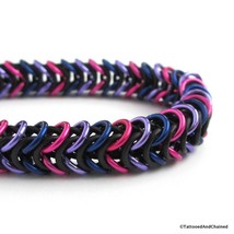 Bi pride bracelet, stretchy chainmaille box chain, bisexual jewelry - £27.17 GBP