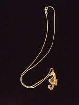 Vtg Sterling &amp; Abalone Seahorse Pendant 925 Silver 19.5&quot; Snake Link Necklace - £30.36 GBP
