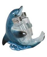 Ocean Marine Blue Dolphin Riding Sea Waves Salt And Pepper Shakers Holde... - €21,48 EUR