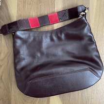 Iacucci Bordeaux Leather Patchwork Strap Hobo Shoulder Bag Purse Italy - $1,686.11 MXN
