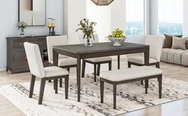 TOPMAX 6-Piece Dining Table Set with Upholstered Dining Chairs and Bench,Farmhou - £703.61 GBP