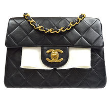 Chanel Classic Flap Mini Square Chain Shoulder Bag Black Lambskin - £3,998.57 GBP