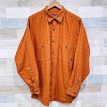 Patagonia Organic Cotton Flannel Shirt Orange Plaid Utility Hiking Mens ... - $79.19