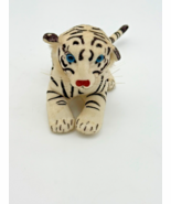Goffa White Tiger Plush Stuffed Animal Blue Eyes Striped Vintage Toy - $16.73 CAD