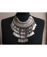 Anahit Haft Moon Drop Coin Statement Necklace, Armenian Anahit Necklace - £49.13 GBP