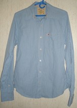 Excellent Mens Hollister Blue &amp; White Stripe Shirt Size M - £20.09 GBP