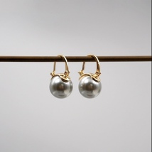 Gray Pearl Drop Dangle Earrings for Women - £8.92 GBP