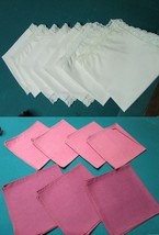 Linen Napkins Sets Pink-Red / White Laced Border Pick 1 Set - $491.46 MXN