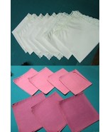 Linen Napkins Sets Pink-Red / White Laced Border Pick 1 Set - €22,16 EUR