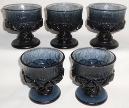 1970s Mid Century Set (5) Fostoria Sorrento Pattern Blue Color Sherbets - $39.59