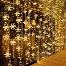 3m LED Snowflake Curtain Lights – Christmas Fairy String for Home Décor - $8.99