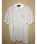 Polo Ralph Lauren Men’s Polo Shirt Custom Slim Fit WHITE BLUE STRIPE SZ ... - $136.25 CAD