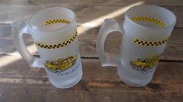 Vintage Chicago Taxi Frosted Glass Beer Mugs 5.5&quot; - $48.01