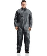 Gray Disposable Coveralls, 3XL Pack of 5 with Front Zipper &amp; Elastic Wrists - $31.51