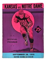 Notre Dame Vs Kansas Septiembre 28 1935 Oficial Juego Programa - £155.03 GBP
