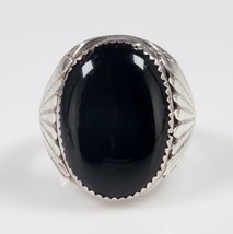 Navajo Onyx Sterling Silver Ring SZ 11.75 - £134.74 GBP