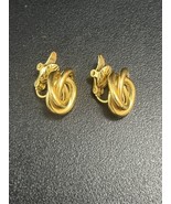 Vintage Trifari Clip On Earrings - Twisted Gold Tone Pipe Design FREE SH... - £11.69 GBP