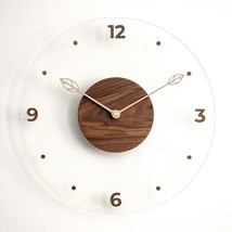 Minimalist Wall Clock Creative 40cm Wood Acrylic Glass Transparent Wall ... - $59.30