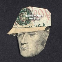 ALEXANDER HAMILTON w/ Baseball Cap Money Origami Art Dollar Bill Cash Sc... - £23.47 GBP