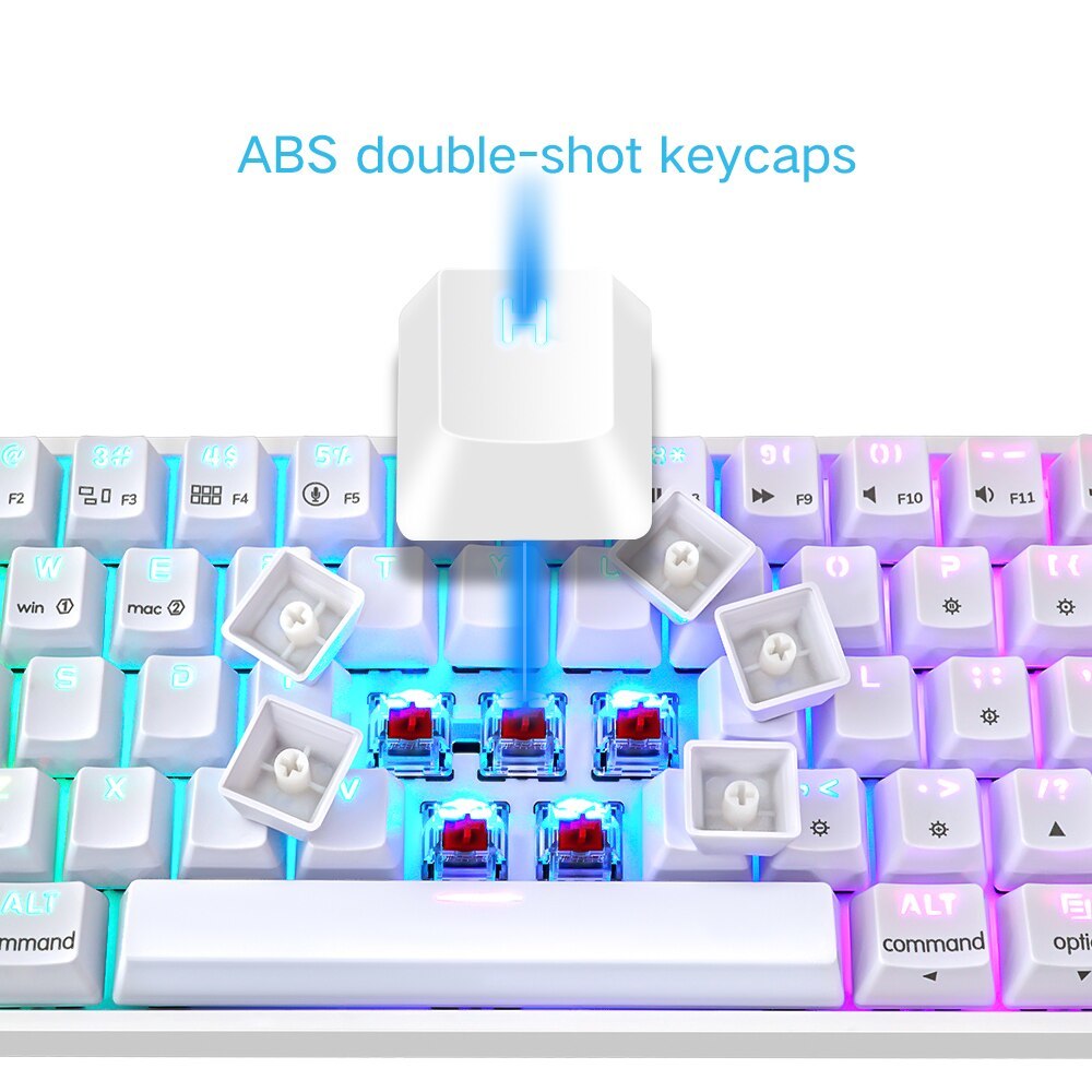 Mini Portable 60% Mechanical Keyboard - SK61 White, Gateron Red ...