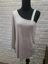 I-N-C Womens One Shoulder heavy Embellished pullover taupe Blouse - $14.90