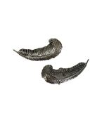 Vintage Silver Tone Feather Clip On Earrings Textured Boho Statement Jew... - $21.60