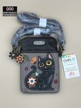 BLACK CAT FLOWER CELLPHONE CROSSBODY PURSE BAG WARM GRAY CHALA - $732.50 MXN