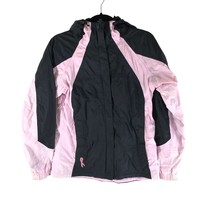 Columbia Womens Windbreaker Jacket Seam Sealed Hooded Full Zip Black Pink S - $12.59