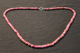 Sugilite Magenta Sterling Bead Necklace Toggle Clasp 30&quot;Long - £270.01 GBP