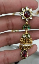Vintage Kundan Jadau Earring Stud Handmade Design 22K Yellow Gold Chandelier - £4,859.55 GBP