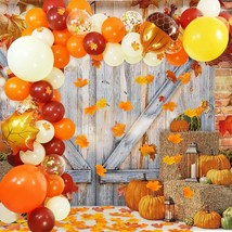Thanksgiving Fall Balloon Garland Arch Kit, 18&quot; 12&quot; Orange Brown Balloons With A - £20.43 GBP