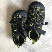 Keen Kids Newport H2 Waterproof Hiking Sandals Black Neon Green Youth Size 13 - £25.62 GBP