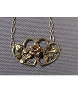 Vintage Krementz Double Heart Necklace with 14k Yellow Gold 20&quot; Open Lin... - $125.77