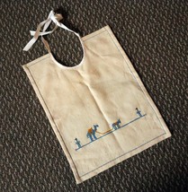 Vintage Linen Baby Bib Made by Arab Refugee Handworks Jerusalem Miss AG Halaby B - £8.70 GBP