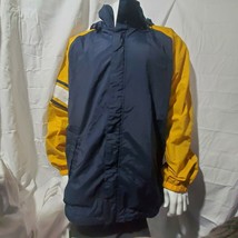 Chaps Ralph Lauren Men&#39;s Hooded Rain Jacket Windbreaker Navy Yellow Size L - £31.46 GBP