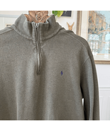 Polo Ralph Lauren Olive Green Cotton Quarter Zip Sweater XL - €22,26 EUR