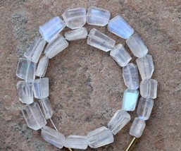 25 pieces faceted white rainbow moonstone nugget fancy gemstone beads 5 x 9--5 x - £52.86 GBP