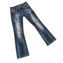MISS Me JE5145E5R Easy Boot Bootcut jeans sz 27 bling pocket Distressed - £23.32 GBP