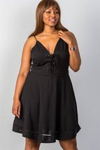 Plus Size  Lace-Up Midi Dress - Black - £38.48 GBP