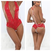 PLEASURE BEADS STIMULATING TEDDY LACE PEARL THONG BACK SIZE 2-14 - $27.99