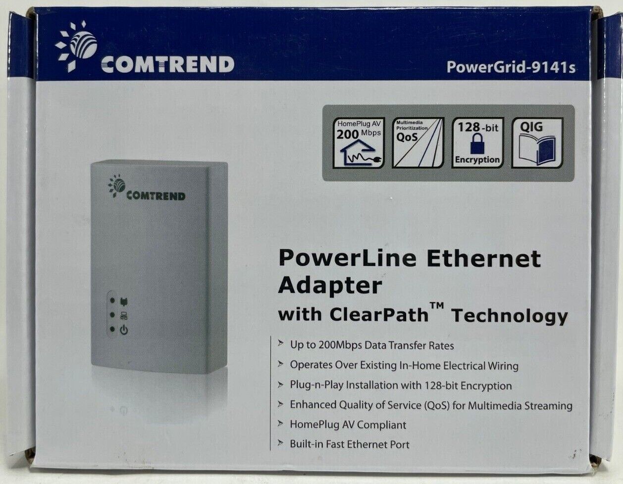 Comtrend - PowerGrid-9141S - 200 Mbps Powerline Ethernet Adapter - White - $24.95