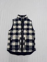J. Crew Excursion Quilted Down Puffer Vest Buffalo Plaid Sz XS Navy Cream Warm - £8.92 GBP
