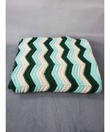 Vintage Crochet Afghan Blanket Throw Chevron Zig Zag 1970s Granny Cottag... - £26.47 GBP