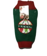 Pet Central Winter Dog Sweater Jacket Size XS 8&quot; Green &amp; Red Christmas O... - £5.31 GBP