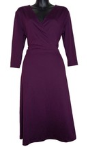 Serra Women&#39;s Criss-cross Dress A-line Hight Waist Purple 3/4 Sleeves Pull-over - £18.68 GBP