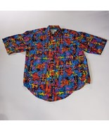 Sophisticate Womens Top Blouse Sz S Abstract Multi Colored Pattern Butto... - $13.54 CAD