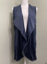 New Isaac Mizrahi Live Velour Open Front Vest Cardigan Navy Plush Oversized XS - £13.21 GBP