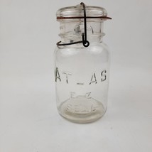 Vintage Atlas E-Z Seal Clear Glass Jar With Glass Lid - £7.77 GBP